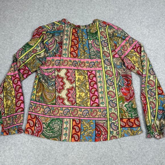 Boden Womens Size 10 Silk Viscose Romantic Blouse Multi Patchwork - Picture 2 of 10